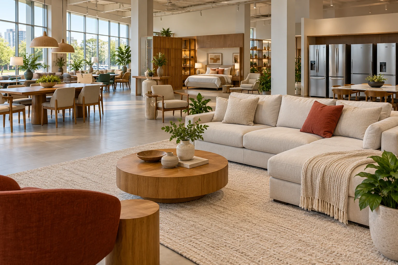 Inspiração ilustrativa de sala de estar com sofá e mesa de centro